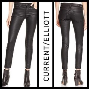 Current/Elliott The Stiletto Coated  Black Jeans